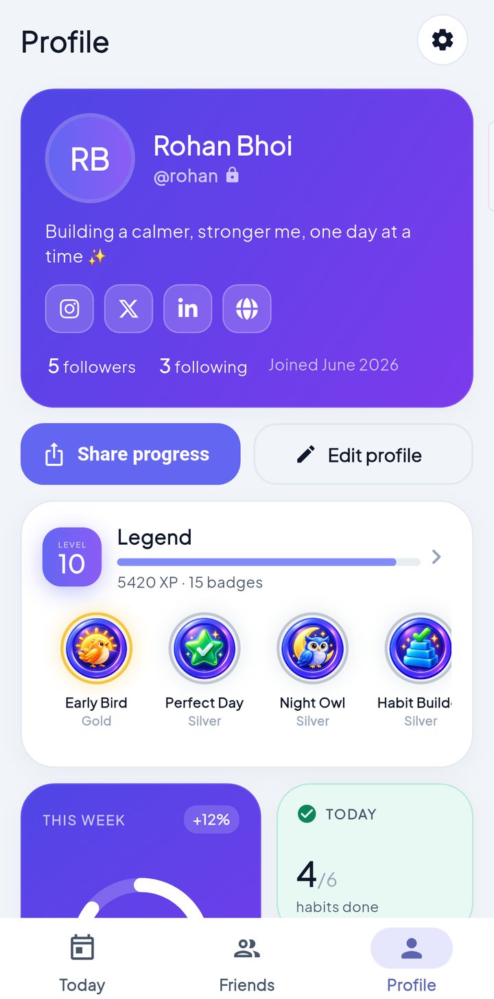 Profile in light theme