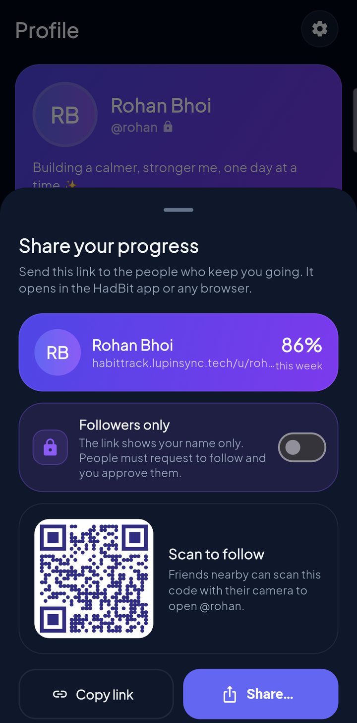 Share sheet with QR code